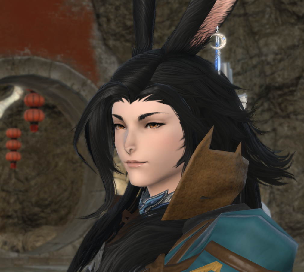 In-game screenshot of Zumi, a male viera with black hair